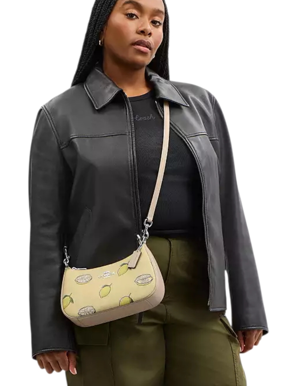 Coach Lemon Fruit Print Teri Shoulder Bag - Yellow Silver Hardware - NEW Summer - Picture 4 of 9